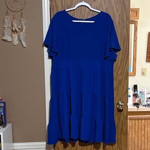 Amazon Women's Vibrant Blue Tiered Midi Dress